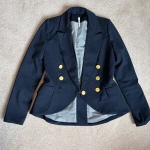 Willow & Clay blazer, dark navy with gold buttons. Size XS